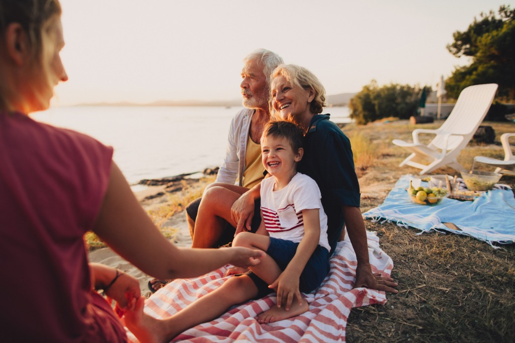 Family on beach