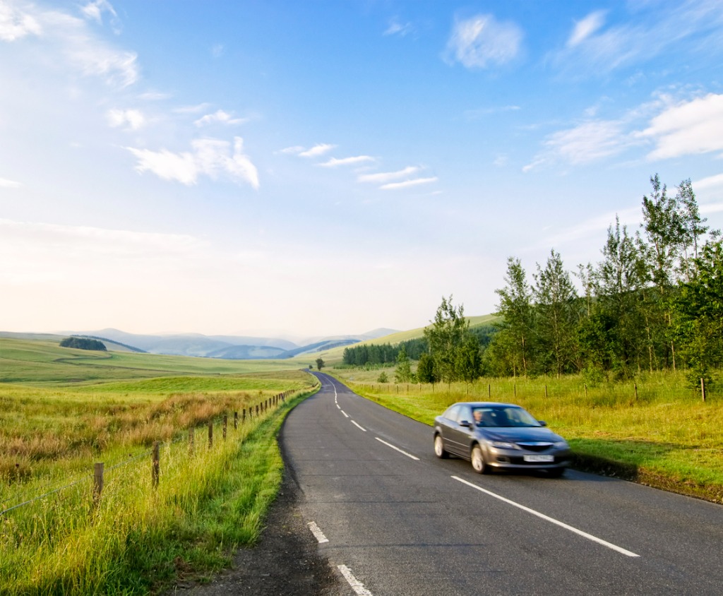 Car on country road